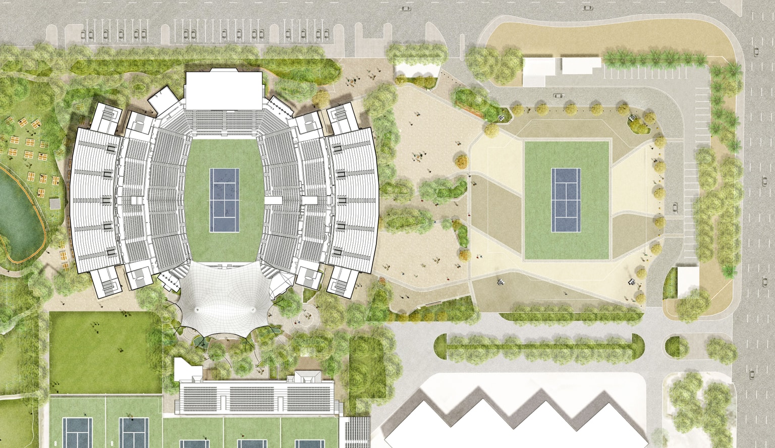 Dubai Duty Free Tennis Centre Non match day set up