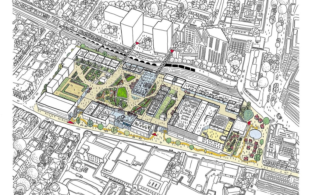 Ikea Hammersmith Arial Sketch colour no buildings