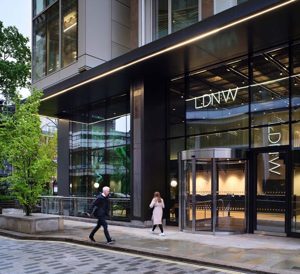 LDN-W Exterior Entrance with people walking past
