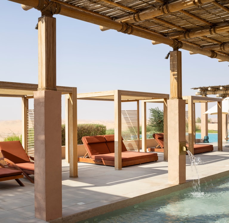 Liwa Resort exterior day by the pool