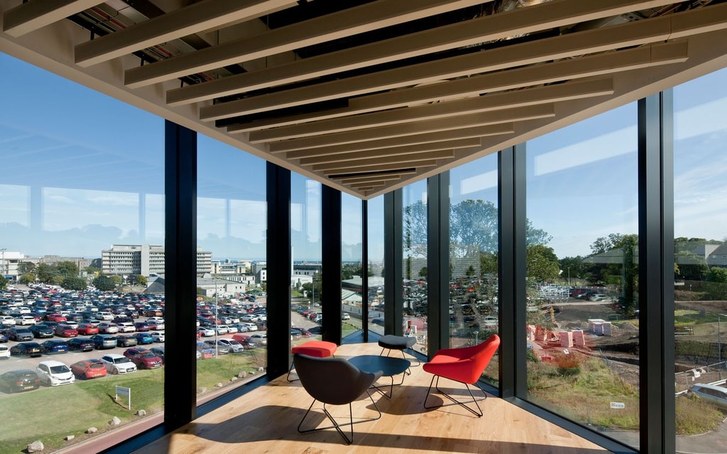 ONE Bio Hub Internal image looking outside building corner daylight sunlight