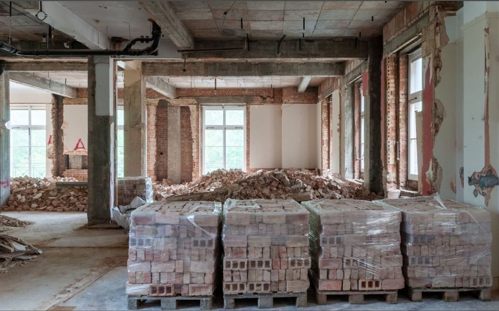 Pallets of bricks