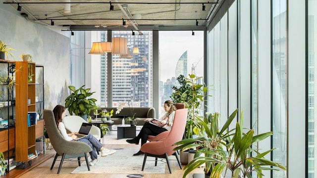 Staff sitting in a studio pace