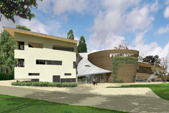 artists impression of planned middlesex university building in trent park